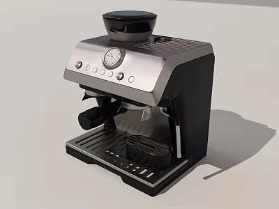Modern Café Coffee Machine Silver Black Design With Control Knobs Steam Wand And Dial 3d model