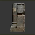Ancient Stone Column with Worn Texture and Intricate Base Structure Design 3d model