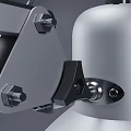 Modern Silver Desk Lamp With Adjustable Long Arm Round Lampshade And Stable Base
