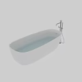 Modern White Bathtub With Chrome Faucet And Sleek Design In Bathroom