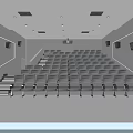 Modern Cinema Interior Design With Comfortable Seats Black Ceiling And Blue Step Lights 3d model