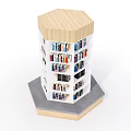 Modern Multi Tiered Bookcase With Wooden Frame Filled With Books On Base Stand 3d model