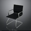 Modern Black Chair With Silver Metal Armrests And Sleek Contemporary Frame Design