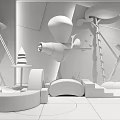 Modern Children's Play Equipment With Colorful Cartoon Spaceship And Cloud Decorations