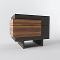 Modern Wooden Nightstand With Dark Frame And Wood Grain Drawer Design
