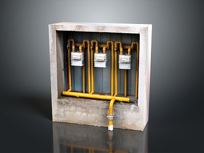 modern gas pipe gas meter pipe water pipe 3d model