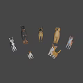Various Dog Breeds 3D Models Standing Together On White Background 3d model