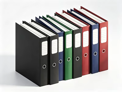 Assorted Colored Office Folders Neatly Arranged With Label Holders For Organization 3d model
