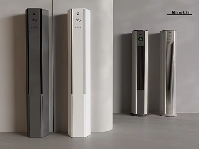 Modern Tower Style Air Conditioner Fan With Black White Gray Colors And Sleek Design 3d model