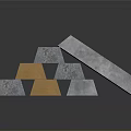 Silver Gold Gray Metal Ingot Bars Stacked Together As Industrial Equipment Materials