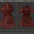 Cute Pink And White Maid Dress With Ruffled Apron Short Sleeves And Bow