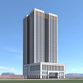 Modern Tall Office Building With Contemporary Facade Large Glass Windows And Surrounding Roads