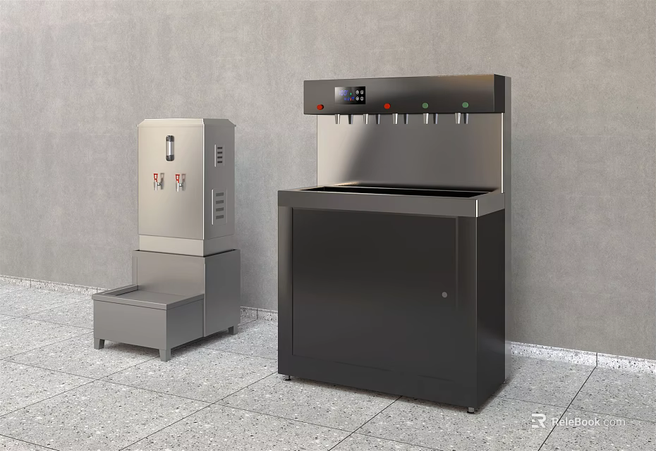 Stainless Steel Water Dispensers For Daily Use With Multiple Taps And Floor Standing Design 3d model 