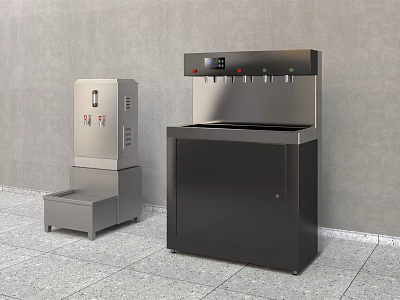 Stainless Steel Water Dispensers For Daily Use With Multiple Taps And Floor Standing Design 3d model