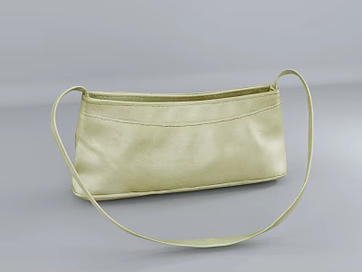 Elegant Golden Leather Handbag With Long Shoulder Strap And Simple Design 3d model