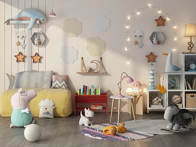 Nordic Storage Cabinet Children's Bed Daughter Bed 3d model