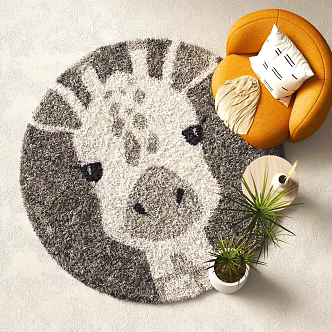 Modern Round Carpet Decoration Plush Carpet Children's Carpet 3d model