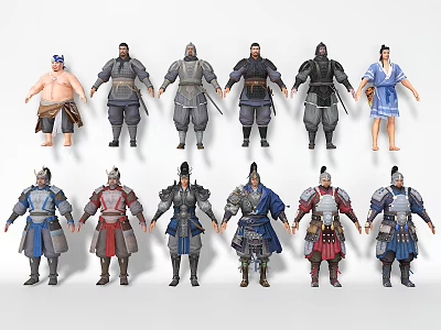 Ancient Historical Characters With Diverse Traditional Costumes And Armor Styles 3d model