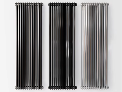 Sleek Modern Vertical Radiators in Black and Silver for Home Heating Systems 3d model