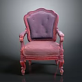 Vintage Burgundy Velvet Accent Chair With Tufted Back And Carved Wooden Arms