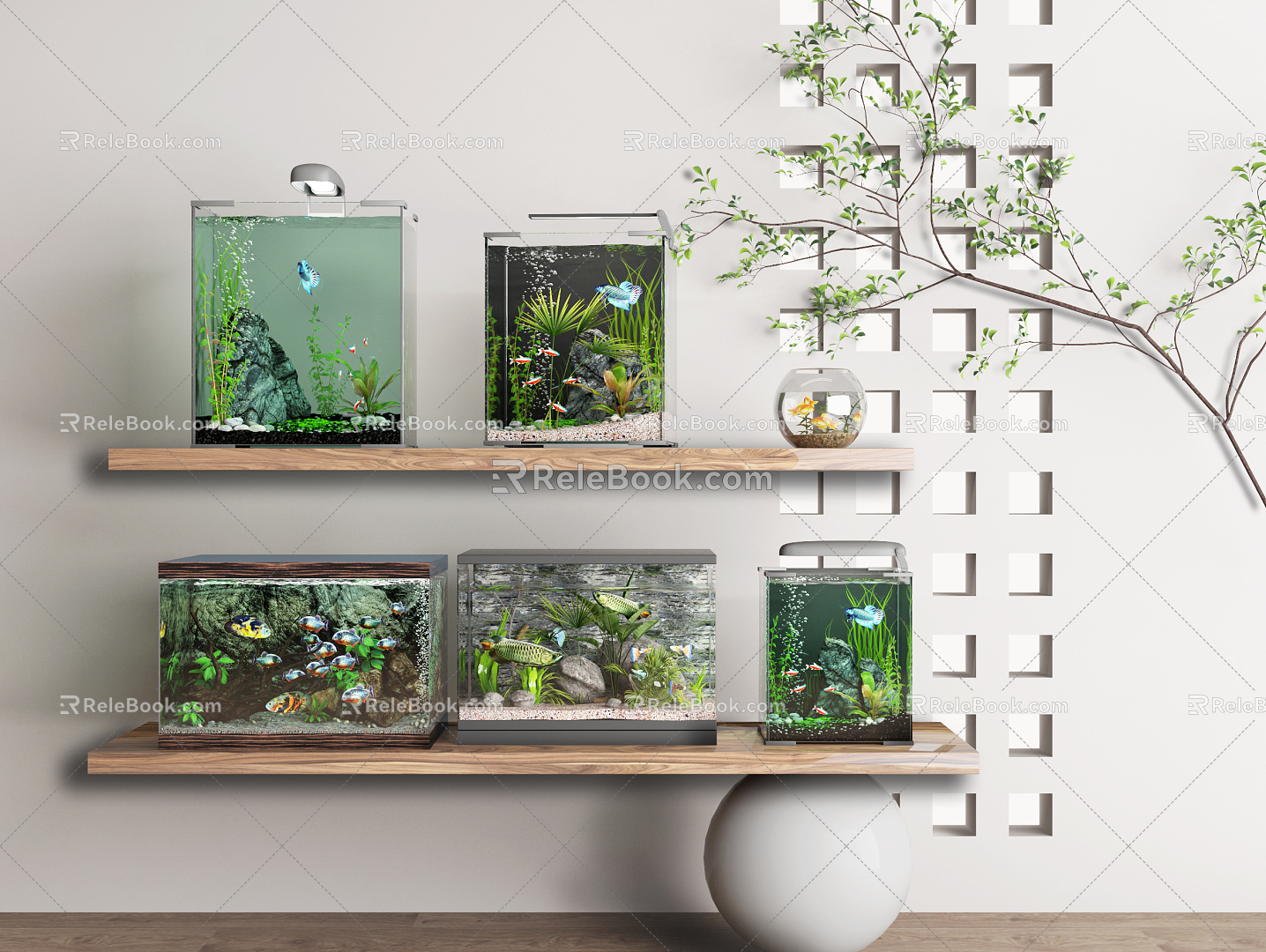 Modern Fish Tank Fish Tank Aquarium Aquarium Fish Tank Decorations 3d model