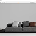 Modern Multi Seater Sectional Sofa With Gray White Pillows And Side Table 3d model