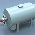 Industrial Cylindrical Tank Equipment With Support Legs Control Box And Orange Component