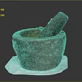 Traditional Stone Mortar Pestle Kitchen Essential for Grinding Herbs on White Pad