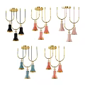 Modern Colorful Chandeliers with Metal Frames and Colored Glass Shades