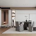 Modern Restaurant Dining Table and Chair Combination 3d model