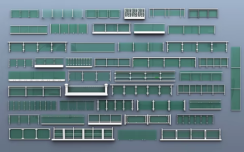 Glass Railing Balcony Railing Balcony Railing Balcony Railing Fence Railing Fence Stair Railing Wood 3d model