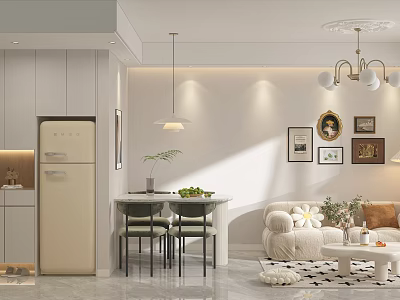 Modern Minimalist Apartment Interior With Living Dining Spaces 3d model