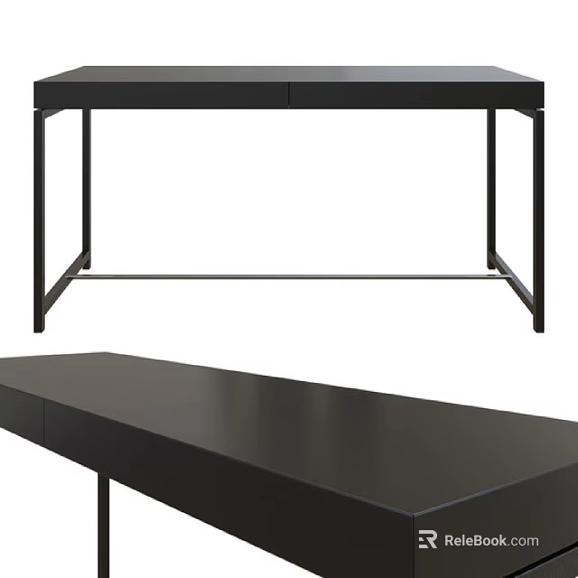 Modern Black Side Table With Sleek Tabletop And Minimalist Metal Frame 3d model 