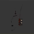 Vintage Electronic Radio Device With Antenna Headphones Cables And Retro Design