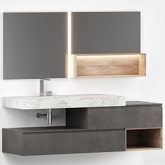 Modern Birex toilet sink basin cabinet mirror 3d model