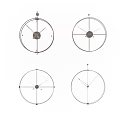 Four Different Circular Clock Designs With Varied Hands And Simple Scales