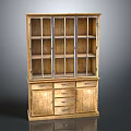 Classic Wooden Display Cabinet With Upper Glass Door Cabinets And Lower Drawers