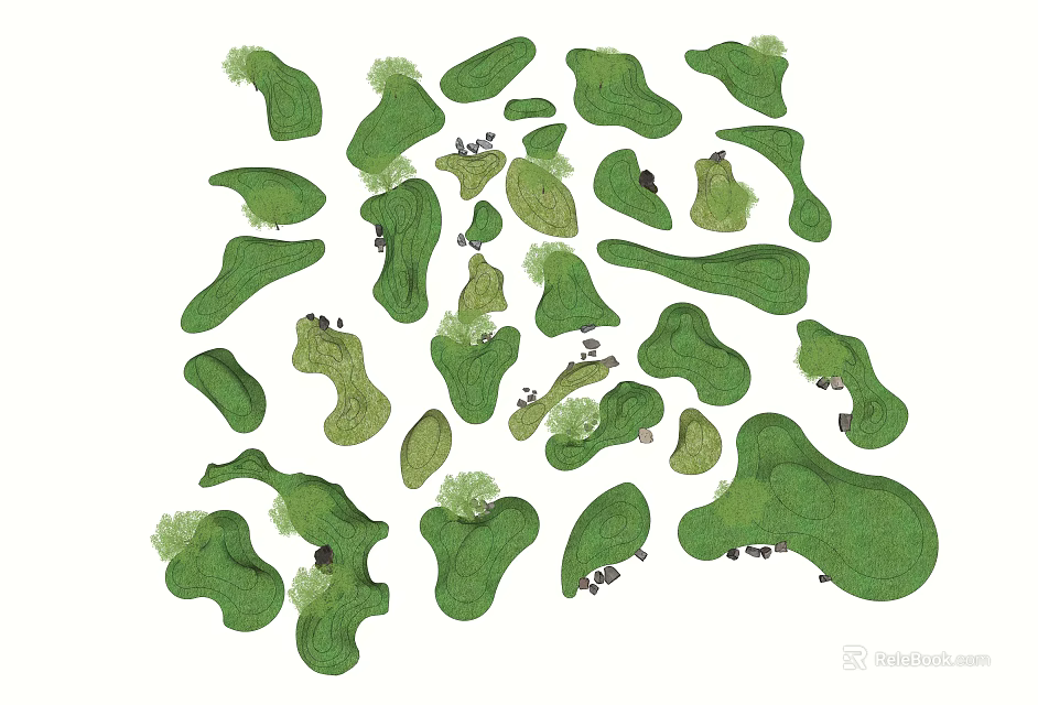 Creative Garden Ornament Design With Various Shapes And Greenery Decorative Elements 3d model