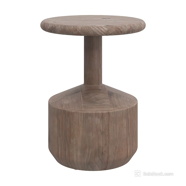 Modern Wooden Coffee Table With Round Top And Unique Hexagonal Base Design 3d model