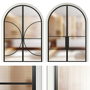 Modern double door glass double door 3d model