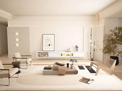 Modern living room TV cabinet coffee table combination 3d model