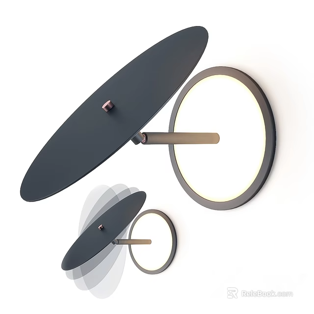 Modern Round Wall Lamp With Sleek Black Design And Illuminated LED Light 3d model 
