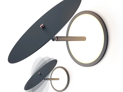 Modern Round Wall Lamp With Sleek Black Design And Illuminated LED Light 3d model