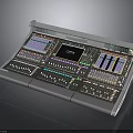 Professional Electronic Audio Mixing Console With Digital Display Colorful Faders And Control Panel 3d model