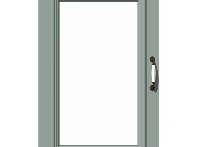 Modern Green Door With Glass Panel And Metal Door Handle 3d model