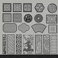 Lattice Doors and Windows Hollow Lattice Carved Window Partition Antique Doors and Windows Hollow Doors and Windows 3d model