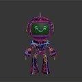 Colorful Robot Character With Smiling Face Glowing Lines And Artistic Mechanical Design 3d model
