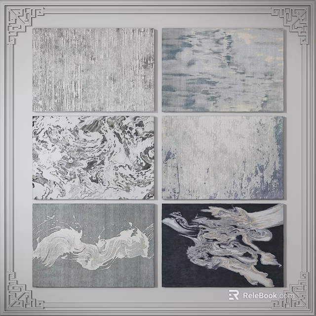 Stylish Square Rugs With Various Patterns And Neutral Color Options For Home Decor 3d model