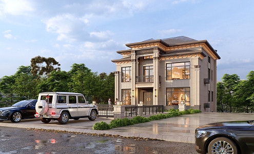 New Chinese style single-family villa 3d model