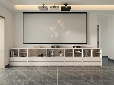 Home Theater Projection Monitoring With Projectors And Screen 3d model